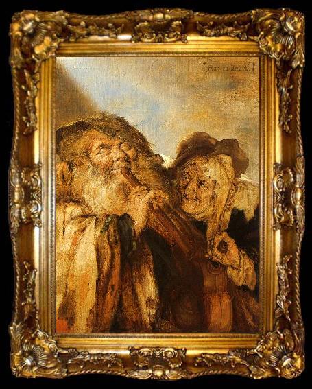 framed  Adriaen Pietersz Vande Venne Beggars Playing Pipes and a Hurdy Gurdy, ta009-2